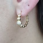 Argola Folheada Micro Zircônia Dourada 