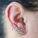 Brinco Ear Cuff Semi Joia Asa Ouro Branco 