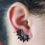 Brinco Ear Cuff Semi Joia Kamilly Ródio Negro Hematita 