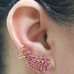 Brinco Ear Cuff Semi Joia Asa Ouro Rosa