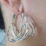 Argola Folheada Folha Prata 