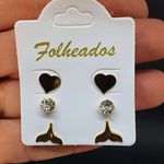 Kit De Brincos Folheados Dourado Cauda 