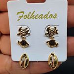 Kit De Brincos Folheados Dourado Búzios 