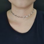 Colar Choker Folheado Prata Concha 