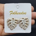 Brinco Folhado Dourado Esmaltado Branco