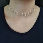 Colar Choker Folheado Prata 925 Conchas 