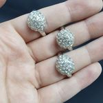 Kit Com 3 Anéis Prata Strass 