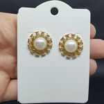 Brinco Folheado Dourado Pérola 