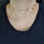 Colar Choker Folheado Dourado Coração 