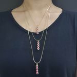 Colar Triplo Dourado Rosa 
