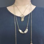 Colar Duplo Dourado Velho Pena 
