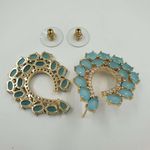 Brinco Semi Joia Ouro Azul 