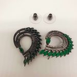 Brinco Semi Joia Ródio Negro Verde 