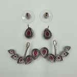 Brinco Ear Hook Semi Joia Ródio Negro Rosa 