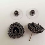 Brinco Semi Joia Ródio Negro Coração Hematita 