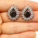 Brinco Semi Joia Ródio Negro Gota Hematita 