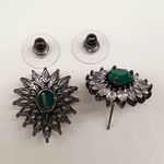 Brinco Semi Joia Ródio Negro Gota Verde 