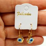 Mini Argola Folheada Dourada Olho Grego 