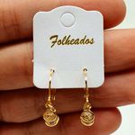 Mini Argola Folheada Dourada Branco 