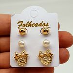 Kit De Brincos Folheados a Ouro 18K Laço 