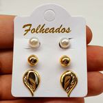 Kit De Brincos Folheados a Ouro 18K Gota 