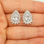 Brinco Semi Joia Ródio Gota Branco 