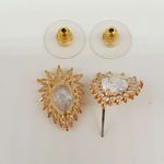 Brinco Semi Joia Ouro Gota Branco 
