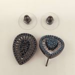 Brinco Semi Joia Ródio Negro Gota Azul 