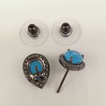 Brinco Semi Joia Ródio Negro Gota Azul 