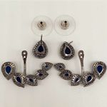 Brinco Ear Hook Semi Joia Ródio Negro Azul Marinho