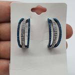 Argola Grafite Strass Azul 