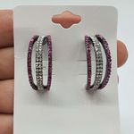 Argola Grafite Strass Rosa 
