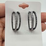 Argola Grafite Strass Hematita 