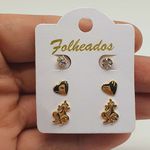 Kit De Brincos Folheados Dourado Unicórnio 