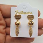 Kit De Brincos Folheados Dourado Coração 