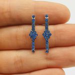Brinco Ear Hook Flor Prata Azul Claro 