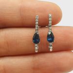 Brinco Ear Hook Gota Prata Azul Marinho 