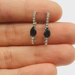 Brinco Ear Hook Gota Prata Preto 