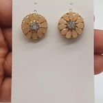 Brinco Dourado Flor Rosa Clara 