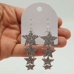 Argola Estrela Prata Branco 