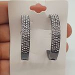 Argola Strass Grafite Branco 