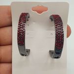 Argola Strass Grafite Vermelho 
