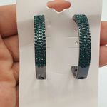 Argola Strass Grafite Verde