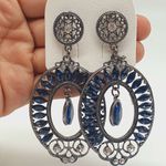 Brinco Prata Velha Azul Marinho 