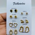 Kit De Brincos Dourados Dias Da Semana Variados 5