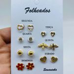 Kit De Brincos Dourados Dias Da Semana Variados 23