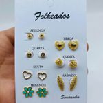Kit De Brincos Dourados Dias Da Semana Variados 8