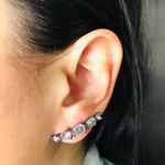 Brinco Ear Cuff Zircônia Gota Grafite Branco 