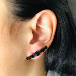 Brinco Ear Cuff Zircônia Gota Grafite Preto