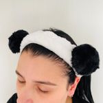 Faixa Atoalhada Para Maquiagem Pelúcia Panda Preta 
